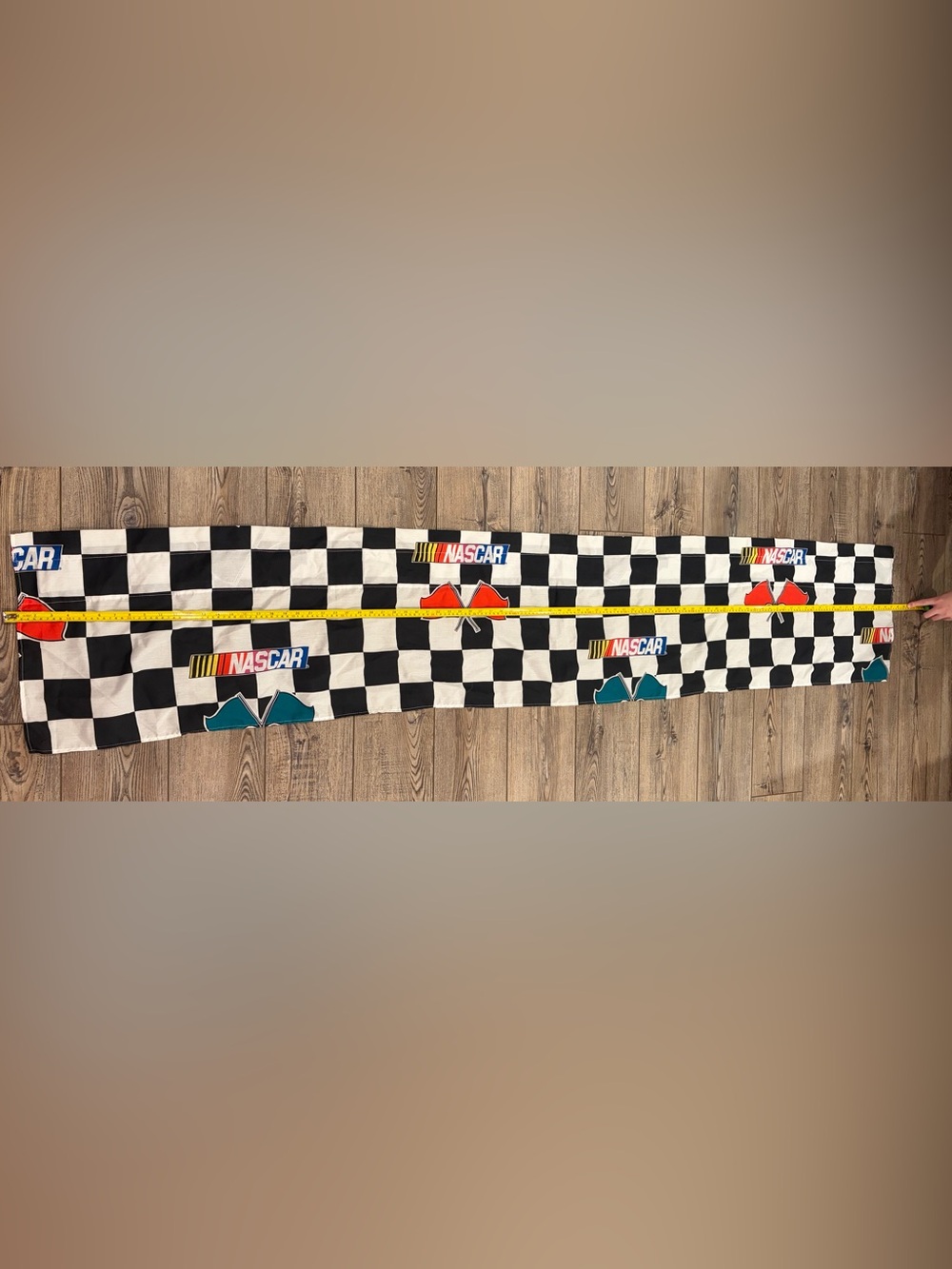 Vintage NASCAR Checkered Flag Curtain Panel Racing Decor 90 Inch Van River - Picture 6 of 8